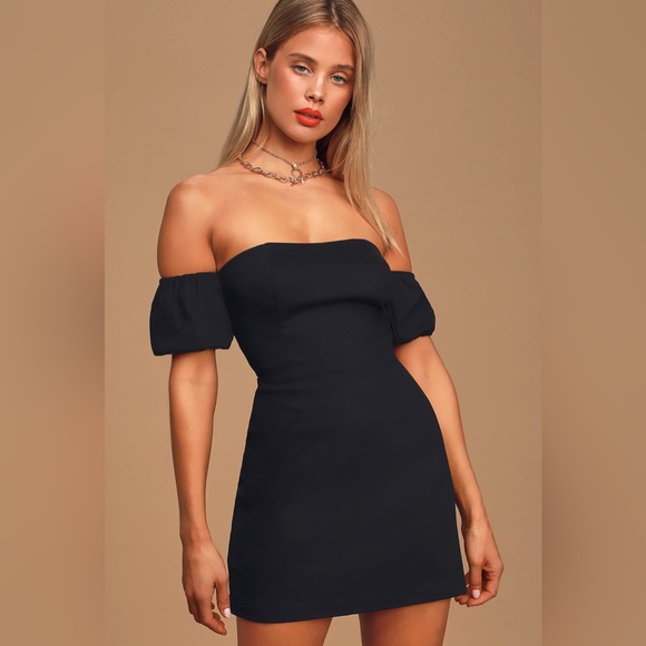 Black Off-the-Shoulder Lulu’s Dress - Picture 1 of 3
